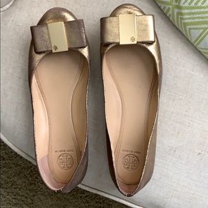 Tory Burch gold flats